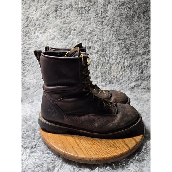 Mens Size 13M Waterproof Oil Resistant GEORGIA BOOT Work Boot Brown Lace Up - Picture 3 of 11